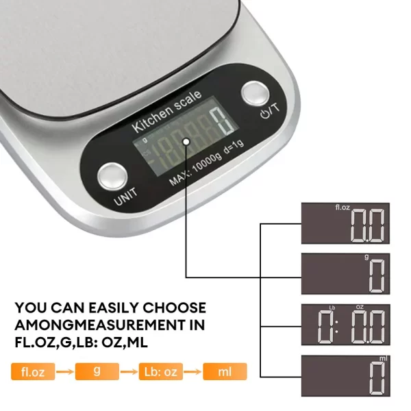 High Precision Kitchen Scale 10kg Electronic Jewelry Food Baking Scale Multifunction Measuring Tool Electronic Scale Lcd Display - Imagem 2