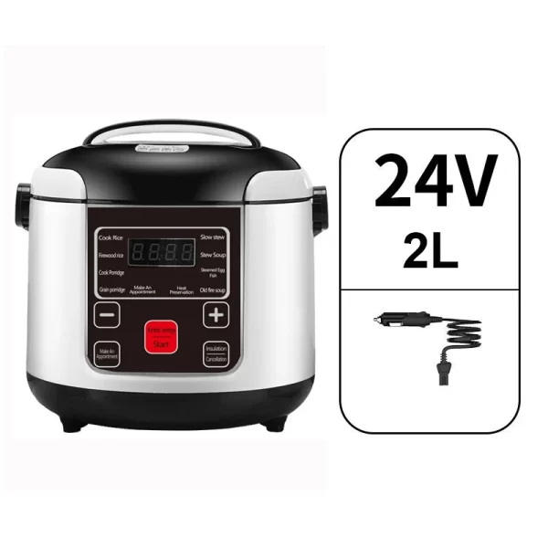 Portable Car Rice Cooker 2L Electric Truck Multi-Cooker Soup Porridge Cooking Food Steamer Electric Lunch Box 12V or 24V - Imagem 9
