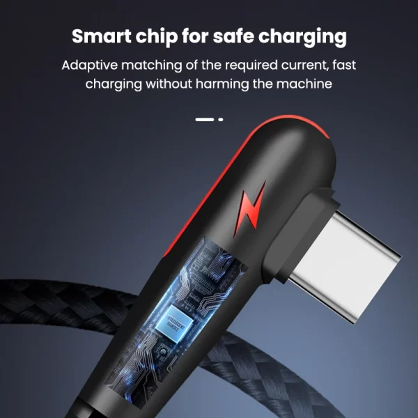 120W USB To Type-C Cable 90 Degree Elbow Mobile Phone Fast Charging For Huawei Mate 40 30 Xiaomi Samsung Phone Charging Cord - Imagem 6