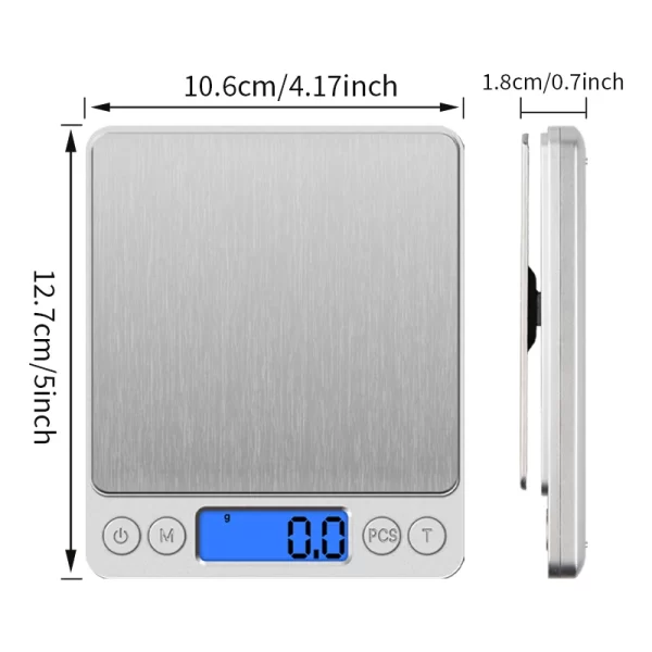 500g/0.01g Jewelry Portable Scale 3kg/0.1g Digital Display Scale Baking Electronic Scale Personal Table Scale Kitchen Food Scale - Imagem 6