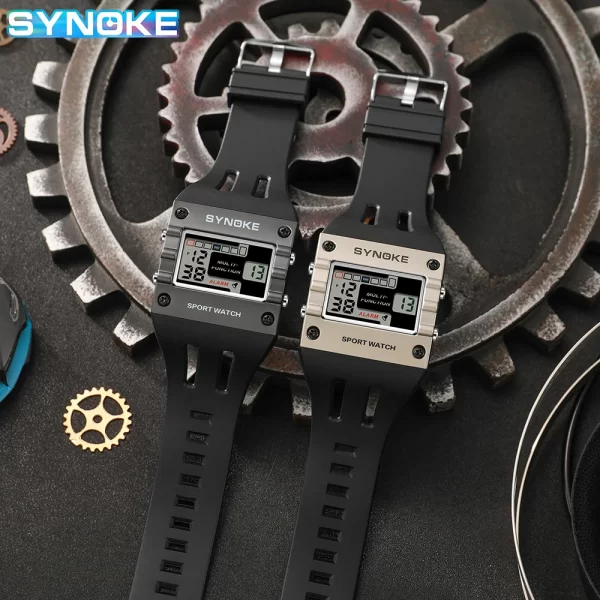 SYNOKE Digital Watch Men Sports Electronic Watch Waterproof Night Glow Large Screen Square Student Watch Outdoor New Color Trend - Imagem 2