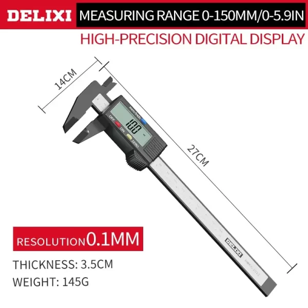 150mm 0.1mm Digital Caliper 6 Inch Electronic Vernier Caliper Measuring Tool Calliper Micrometer Digital Ruler - Imagem 7