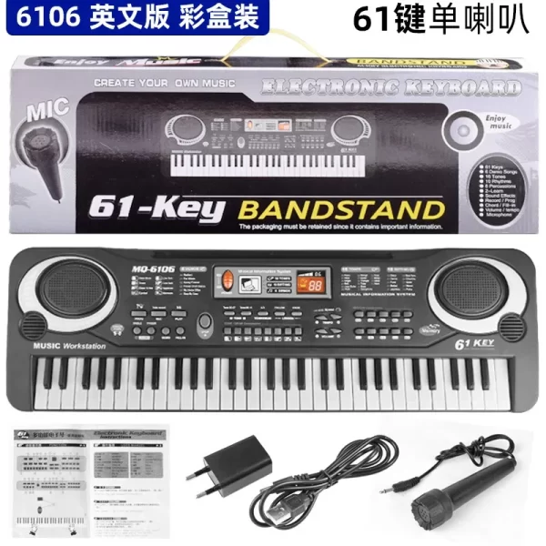 37/61 Keys Children Electronic Keyboard Piano with Microphone Beginner Musical Instrument Organ Educational Toys Gift for Kids - Imagem 6