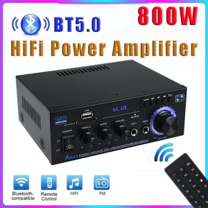 Ak35/ak45 800w amplificador de potência doméstica 2 canais bluetooth 5.0 mini amplificador de som estéreo digital hifi suporte fm usb entrada de microfone sd
