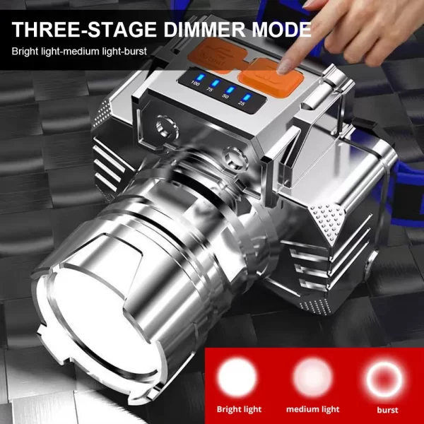 Head Led Light HeadLight Rechargeable Head Torch Light Front Led Head Flashlight Super Bright Waterproof Headlamp for Hunting - Imagem 3