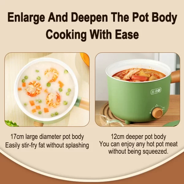 Electric Cooker Kitchen Appliance Double Layer Home for Hot Pot Cooking Soup Heater Multifunction Cooker Mini Non-stick Pan Pots - Imagem 3
