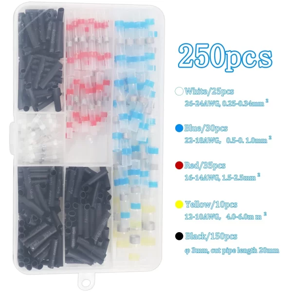 100pcs Waterproof Solder Seal Heat Connector Shrink Butt Connectors Lug Terminals Electrical Wire Car Insulated Terminal - Imagem 8