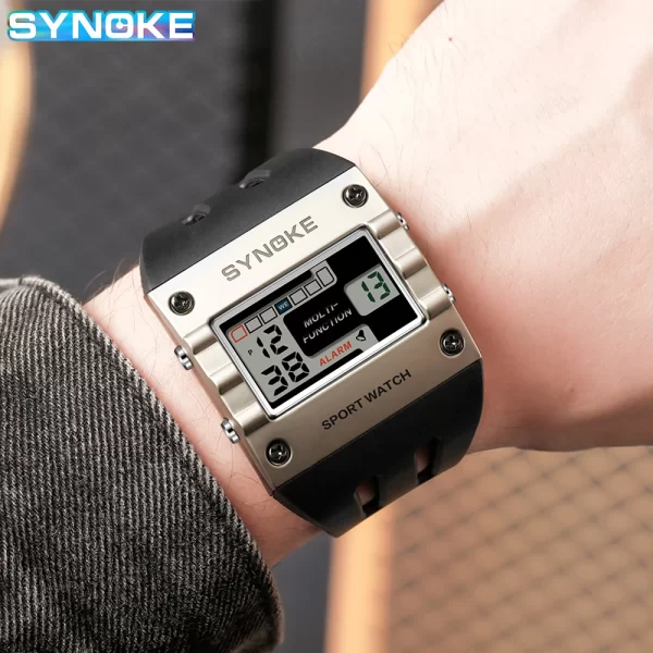 SYNOKE Digital Watch Men Sports Electronic Watch Waterproof Night Glow Large Screen Square Student Watch Outdoor New Color Trend - Imagem 5