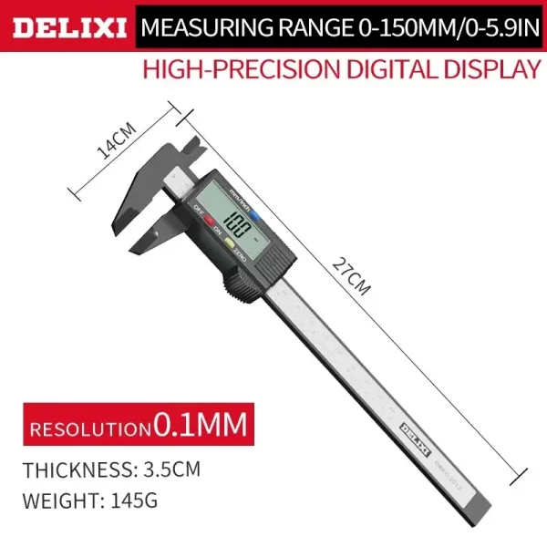 150mm 0.1mm Digital Caliper 6 Inch Electronic Vernier Caliper Measuring Tool Calliper Micrometer Digital Ruler - Imagem 6