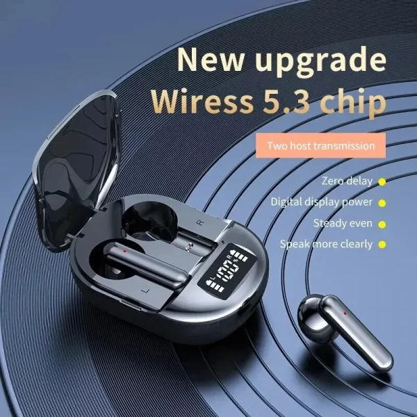 Fones de ouvido intra-auriculares Bluetooth sem fio K40 TWS com tela digital e estéreo de baixa latência para entretenimento e jogos - Imagem 2