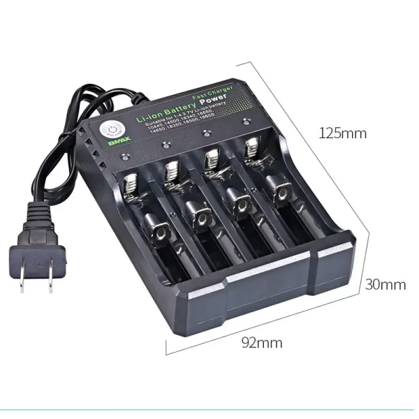 18650 Battery Charger Black 1 2 4 Slots AC 110V 220V Dual For 18650 Charging 3.7V Rechargeable Lithium Battery Charger - Imagem 4