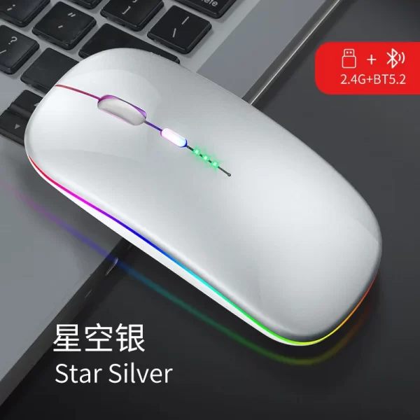 Wireless Mouse RGB Rechargeable Bluetooth Mouse 2.4G Silent Mause Ergonomic Mini Mouse USB Optical Mice For PC laptop Computer - Imagem 23