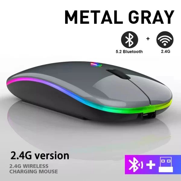 Wireless Mouse RGB Rechargeable Bluetooth Mouse 2.4G Silent Mause Ergonomic Mini Mouse USB Optical Mice For PC laptop Computer - Imagem 29