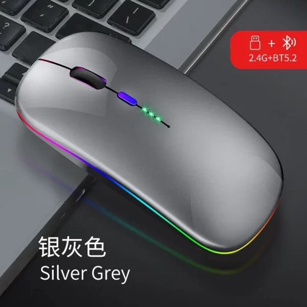 Wireless Mouse RGB Rechargeable Bluetooth Mouse 2.4G Silent Mause Ergonomic Mini Mouse USB Optical Mice For PC laptop Computer - Imagem 24