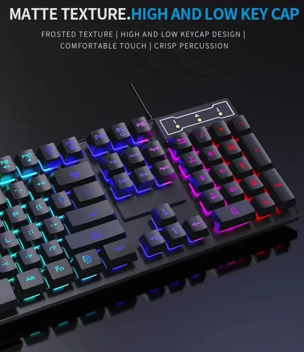 104Keys Wired Keyboard with RGB Backlit Breathing Light Gaming Ergonomic Keyboard And Mouse Set for Computer Laptop Gamer Office - Imagem 4