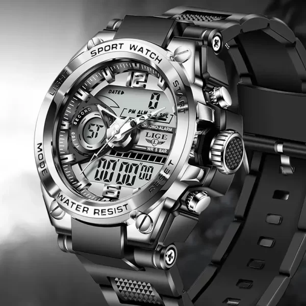 LIGE Men Military Watch Digital 50m Waterproof Wristwatch LED Quartz Clock Sport Watch Male Big Watches Men Relogios Masculino - Imagem 2