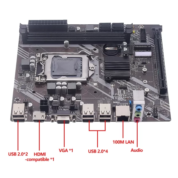MUCAI H61 Motherboard LGA 1155 Kit Compatible With Intel Core CPUs 2nd And 3rd Generations Supports M.2 NVME SDD - Imagem 3