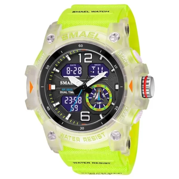 SMAEL Sport Watch Military Wristwatch for Men Alarm Stopwatch LED Digital Back Light Dual Time Display Waterproof Watch Men 8007 - Imagem 15