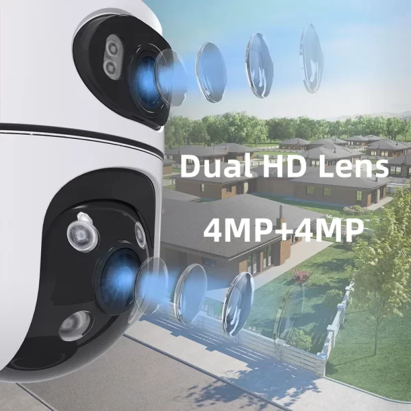 1-5PCS 4K 8MP Dual Lens Wifi Camera Outdoor PTZ Night Vision Human Detection Track Alarm Security Protection Surveillance IP Cam - Imagem 6