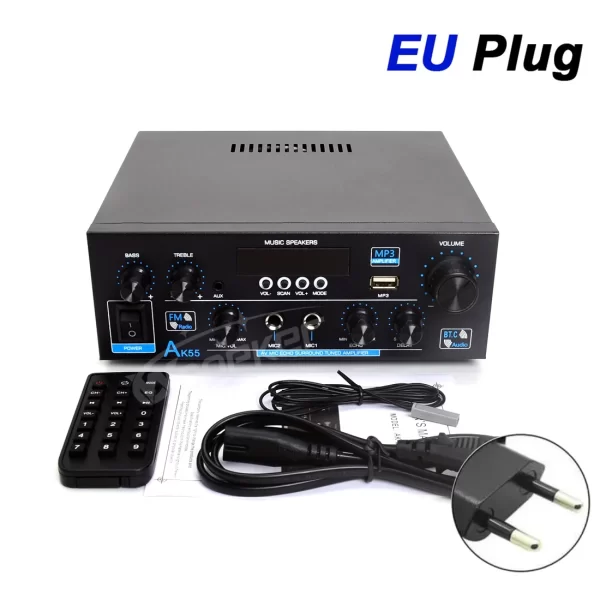 Woopker Amplifier AK55 900W Max 2.0 Channel Rated 70W+70W Bluetooth Audio Hifi AMP Karaoke Music Player Support 110V 220V 12V - Imagem 10