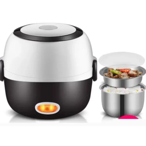 Mini panela elétrica de arroz de aço inoxidável, 2/3 camadas, vaporizador portátil, aquecimento térmico, lancheira, recipiente para alimentos, aquecedor - Imagem 2