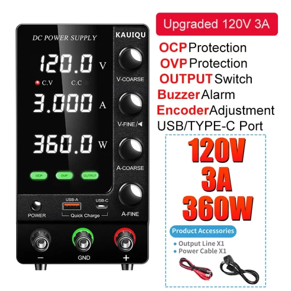 30V 10A DC Fonte de alimentação com display digital ajustável Mini fontes de alimentação de laboratório Regulador de tensão 60V 5A 120V 3A 32V 6A - Imagem 17