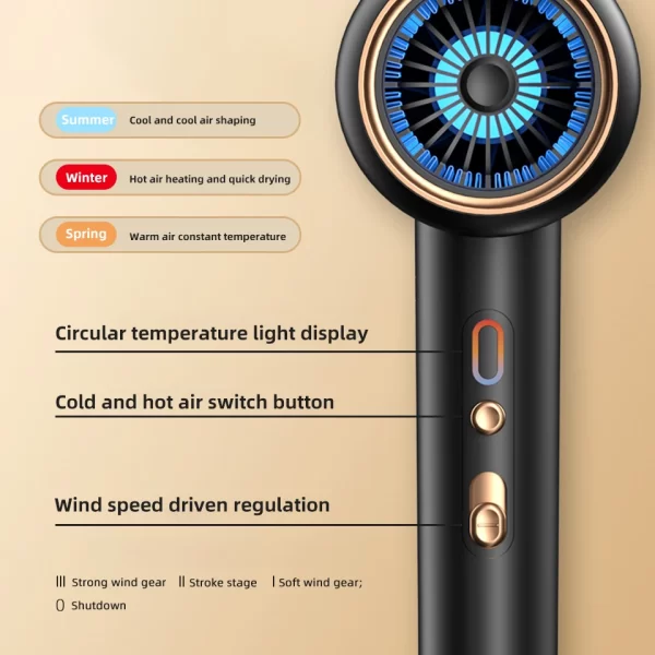 New High-Speed Hair Dryer 2400W High-Power Negative Ion Ultra Silent Recommended Professional Hair Dryer For Home Hair Salons - Imagem 5