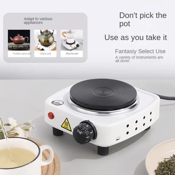 500W Electric Tea Warmer Stove Portable Cast Iron Hot Plate Coffee Milk Heater Adjustable Temperatur Induction Cooker - Imagem 3