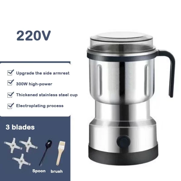 220V Multifunction Coffee Grinder Stainless Steel Blade Electric Herbs Beans Mill Spices Nuts Grains Cafe Bean Grinding Machine - Imagem 7