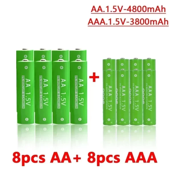 1.5V Rechargeable AA  AAA 4.8-3.8Ah Battery For Torch Toys Clock MP3 Player Replace Ni-Mh Battery Delivery within 15-25 days - Imagem 5