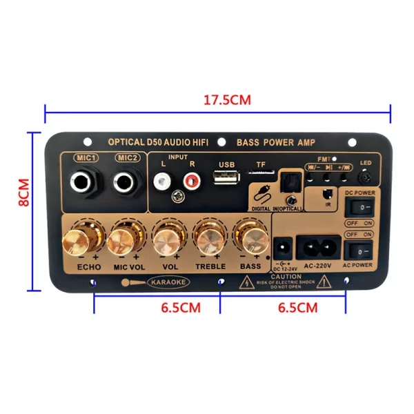 Bluetooth Audio Amplifier Board 100W Digital Subwoofer Dual Microphone AMP Module for 4-8 ohms Speaker for Home Car 110V/220V - Imagem 3
