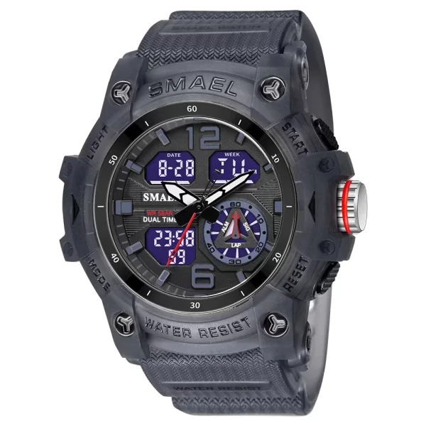 SMAEL Sport Watch Military Wristwatch for Men Alarm Stopwatch LED Digital Back Light Dual Time Display Waterproof Watch Men 8007 - Imagem 7