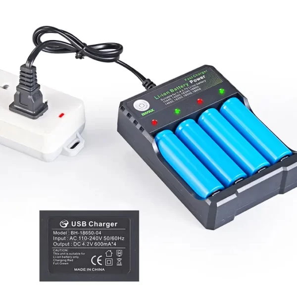 18650 Battery Charger Black 1 2 4 Slots AC 110V 220V Dual For 18650 Charging 3.7V Rechargeable Lithium Battery Charger - Imagem 3