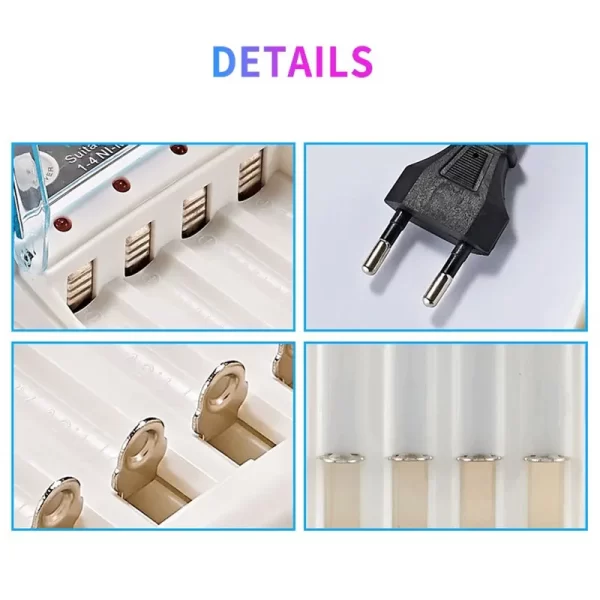 R$ 17,99R$ 46,1461% de desconto
Compra internacional, +R$ 9,04 de imposto estimado 
Carregador de pilhas AA/AAA com 4 compartimentos 220V para bateria recarregável de 1,2V, carregador rápido com adaptador de proteção de capa, acessório - Imagem 5