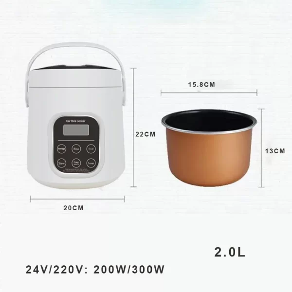Portable Car Rice Cooker 2L Electric Truck Multi-Cooker Soup Porridge Cooking Food Steamer Electric Lunch Box 12V or 24V - Imagem 8