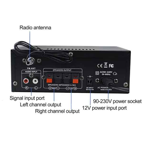 Ak35/ak45 800w amplificador de potência doméstica 2 canais bluetooth 5.0 mini amplificador de som estéreo digital hifi suporte fm usb entrada de microfone sd - Imagem 5
