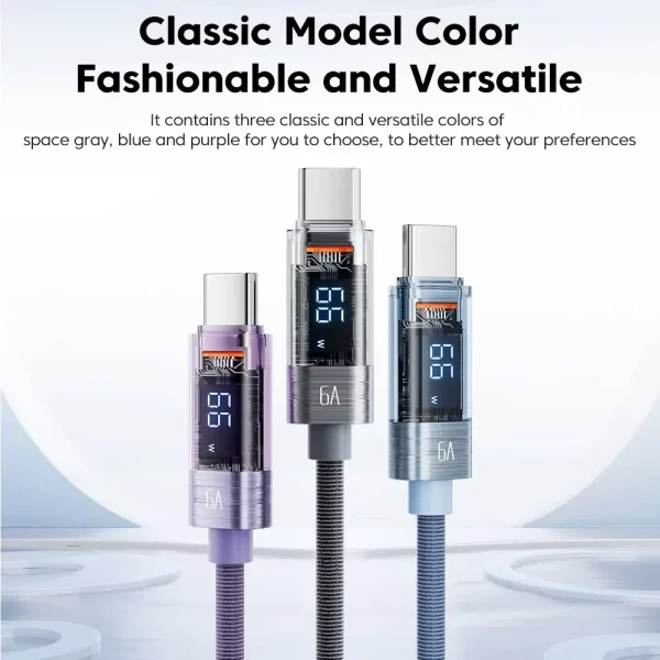 Cabo USB Tipo C Toocki 6A 66W para Huawei OPPO Display Carregador de Carregamento Rápido Cabo USB C Cabo de Dados para Xiaomi 12 Samsung - Imagem 4