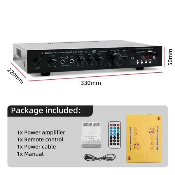 Bluetooth 5.1 Stereo Audio Amplifier Receiver 6 Channel Home Theater Audio Stereo System Components Home Amplifier FM Radio - Imagem 5