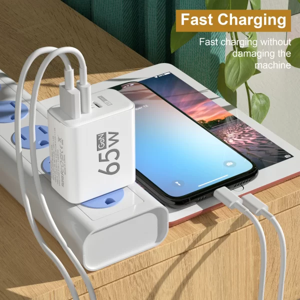65w gan usb carregador rápido tipo c pd carregador de carregamento rápido adaptador de alimentação do telefone móvel para iphone 14 15 pro xiaomi samsung oneplus - Imagem 2