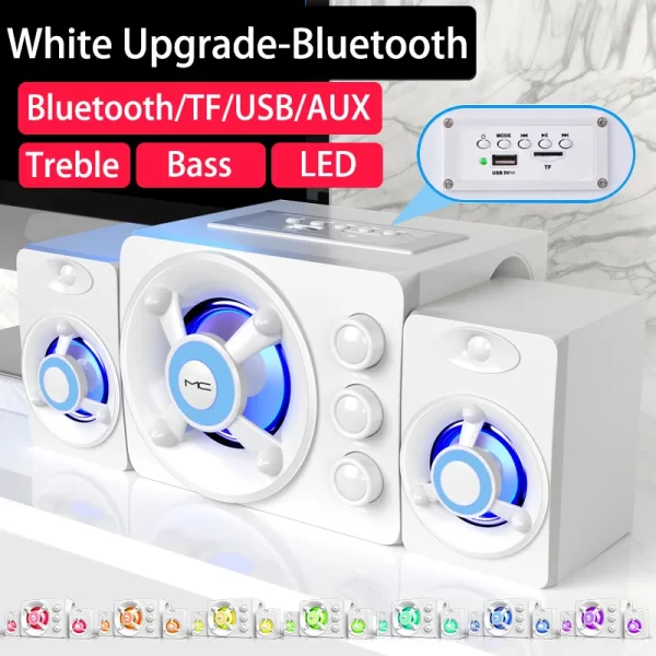 HIFI 3D Stereo Speakers Colorful LED Heavy Light AUX USB Wired Wireless Bluetooth Audio Home Theater Surround Sound Bar TV - Imagem 8