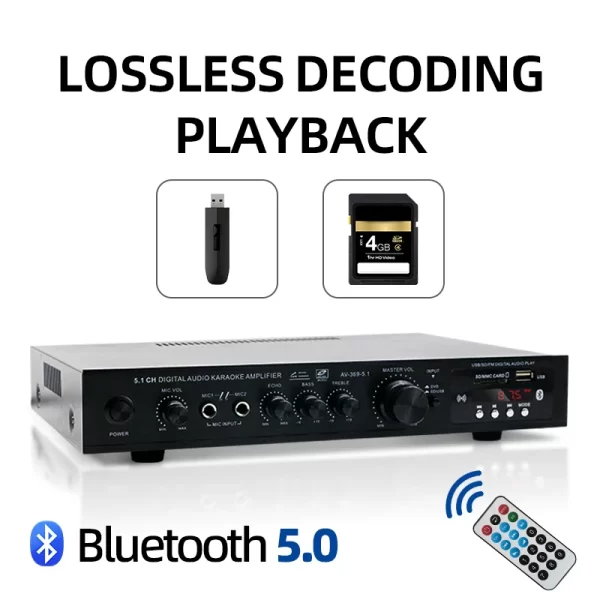 Bluetooth 5.1 Stereo Audio Amplifier Receiver 6 Channel Home Theater Audio Stereo System Components Home Amplifier FM Radio - Imagem 3