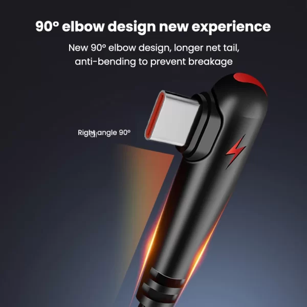 120W USB To Type-C Cable 90 Degree Elbow Mobile Phone Fast Charging For Huawei Mate 40 30 Xiaomi Samsung Phone Charging Cord - Imagem 5