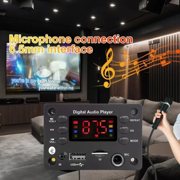 Bluetooth 5.0 DC 12V MP3 Decoder Board Wireless Car MP3 Player USB Handsfree Microphone Recording TF FM Radio Power Off Memory - Imagem 2