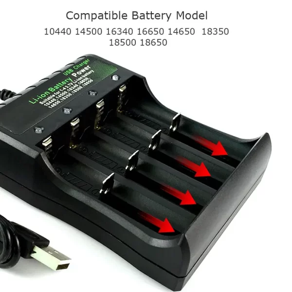18650 Battery Charger Black 1 2 4 Slots AC 110V 220V Dual For 18650 Charging 3.7V Rechargeable Lithium Battery Charger - Imagem 2