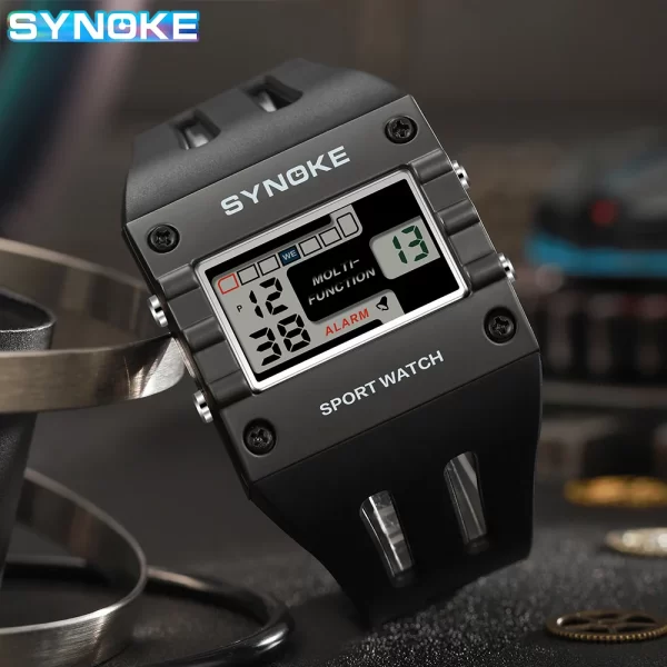 SYNOKE Digital Watch Men Sports Electronic Watch Waterproof Night Glow Large Screen Square Student Watch Outdoor New Color Trend - Imagem 4