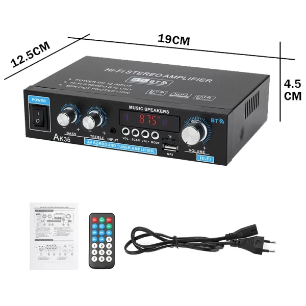 Ak35/ak45 800w amplificador de potência doméstica 2 canais bluetooth 5.0 mini amplificador de som estéreo digital hifi suporte fm usb entrada de microfone sd - Imagem 7