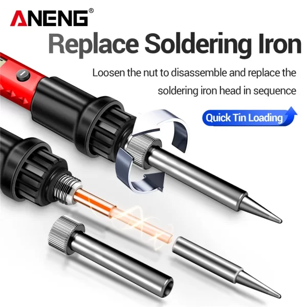 ANENG SL104/SL105 Electric Soldering Iron Professional Digital Display Adjustable Temperature Portable Kit Welding Solder Repair - Imagem 3
