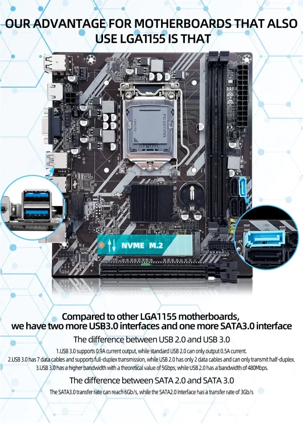 ZSUS B75 Motherboard LGA 1155 Desktop Motherboards Support DDR3 RAM With NVME M.2 Interface USB3.0 SATA3.0 - Imagem 5