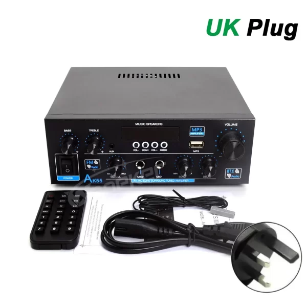 Woopker Amplifier AK55 900W Max 2.0 Channel Rated 70W+70W Bluetooth Audio Hifi AMP Karaoke Music Player Support 110V 220V 12V - Imagem 7