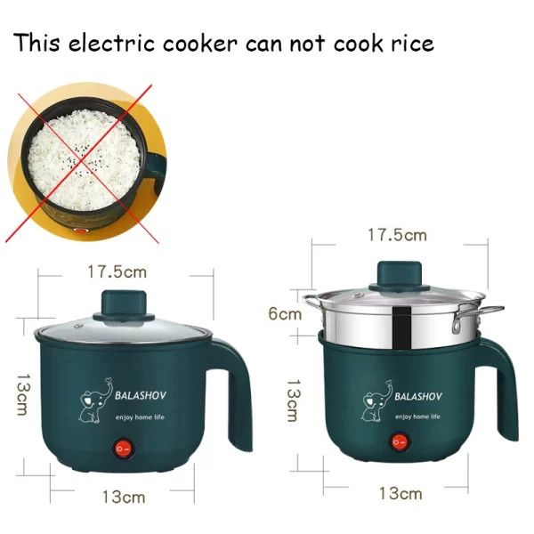 Mini Electric Cooker Non-stick Cooking 1-2 People Single/Double Hot Pot steamer Hot Pot Multifunction Electric Cooker for Home - Imagem 6